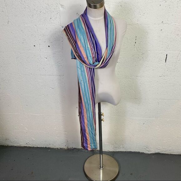 Missoni Multi-Color Striped Knit Long Scarf - Picture 7 of 9